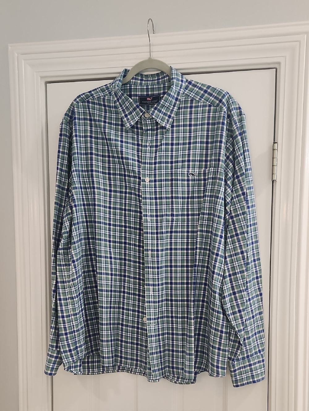 Vineyard Vines Green & Blue Plaid Long-Sleeve Button-Down Shirt